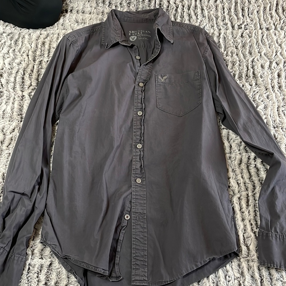 Grey American Eagle Button Down